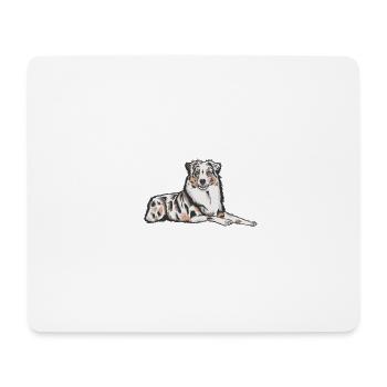 White Australian shepherd dog sketch - Mouse Pad (horizontal) - white - Front