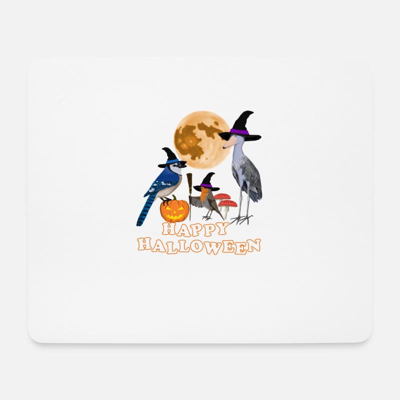 Rotkehlchen Halloween Kürbis Mond Vogel Biologe - Mousepad (Querformat) - Weiß