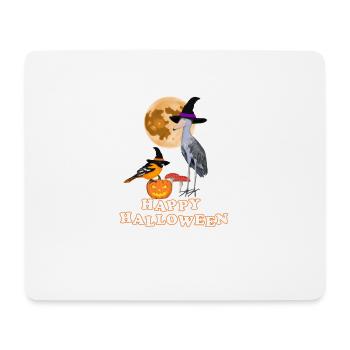 Shoebill Oriole Halloween Pumpkin Moon Bird - Mouse Pad (horizontal) - white - Front