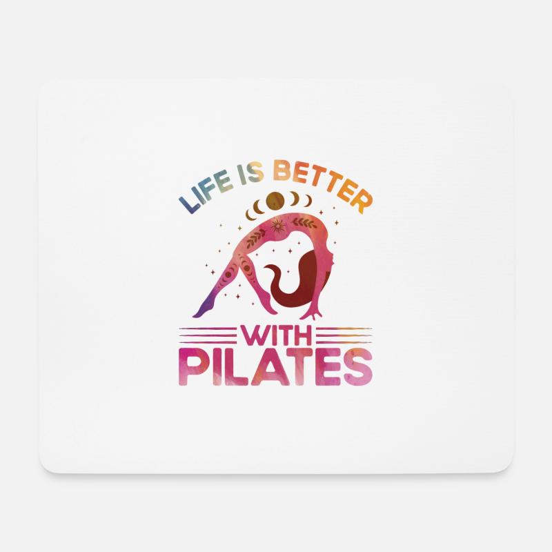Pilates Das Leben ist besser mit Pilates Geschenk - Mousepad (Querformat) - Weiß