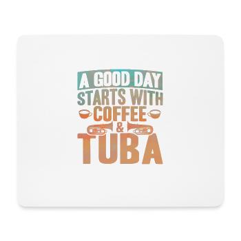 Tuba Kaffee und Tuba Geschenk - Mousepad (Querformat) - Weiß - Vorne