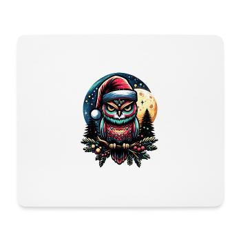 Little Christmas Owl in Winter Forest Christmas Forest - Mouse Pad (horizontal) - white - Front
