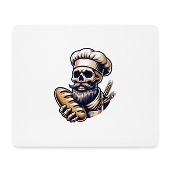 Skull mit Bäckermütze und Brot - Mousepad (Querformat) - Weiß - Vorne