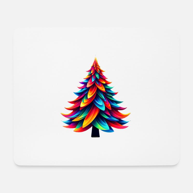 Bunter Origami-Weihnachtsbaum - Mousepad (Querformat) - Weiß