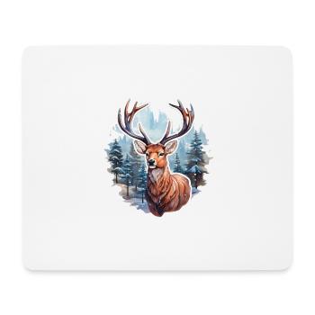 Paysage d’hiver avec des cerfs - Tapis de souris (format paysage) - blanc - Devant
