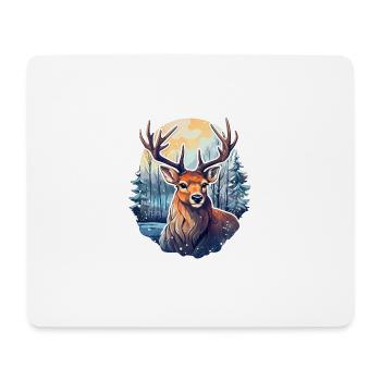 Cerf dans le paysage d’hiver - Tapis de souris (format paysage) - blanc - Devant