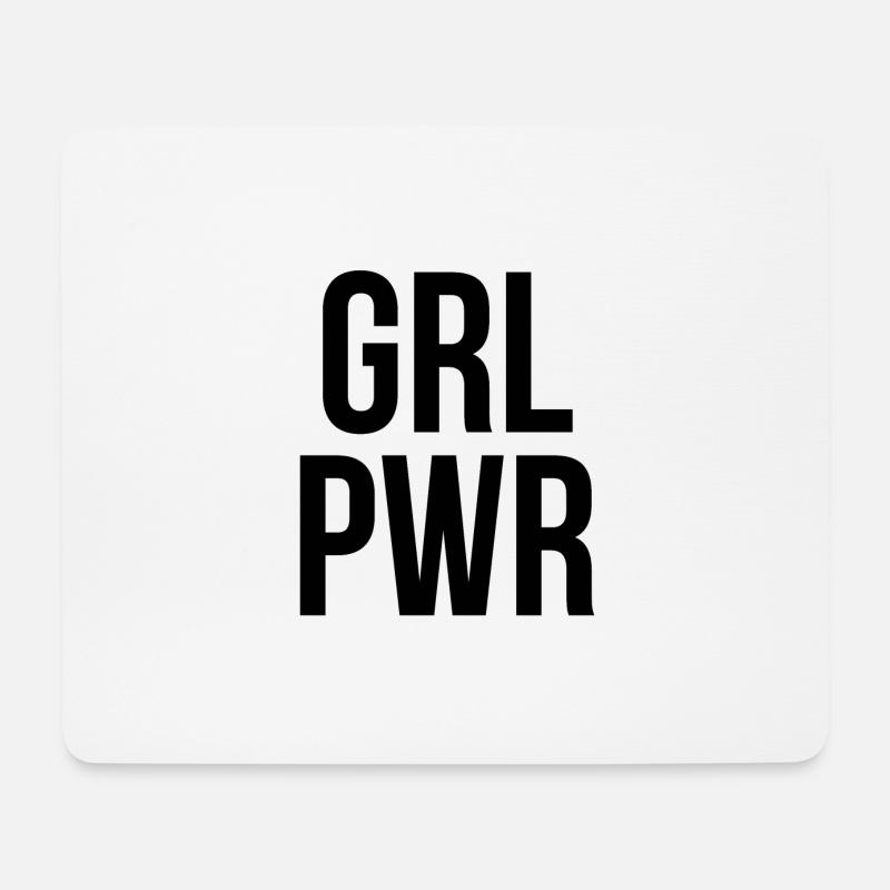 Feminist Feministin Feminismus GRLPWR Schwarz - Mousepad (Querformat) - Weiß