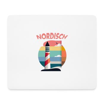 Nordisch! Leuchtturm, Möwe - Mousepad (Querformat) - Weiß - Vorne