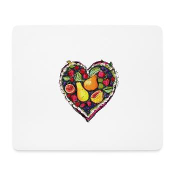Coeur de fruits, Fruits, Pommes, Poires, Baies - Tapis de souris (format paysage) - blanc - Devant
