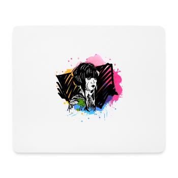 Hand drawn geisha with paint splatter - Mouse Pad (horizontal) - white - Front
