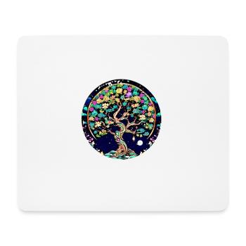 Arbre de vie, arbre de vie, graffiti, fleurs - Tapis de souris (format paysage) - blanc - Devant