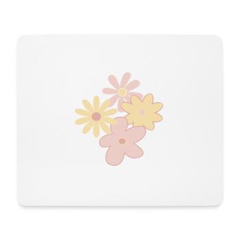 Gezeichnete Blumen - Mousepad (Querformat) - Weiß - Vorne