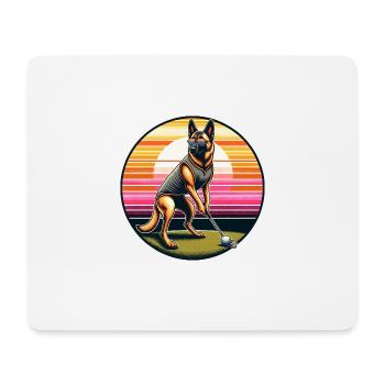 Lustiger Malinois Hund Golfspieler Kunstwerk - Mousepad (Querformat) - Weiß - Vorne