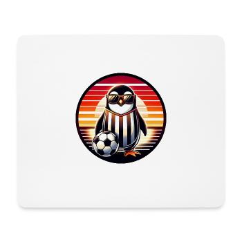 Retro Pinguin Vogel Fussball Spieler Ball Champion - Mousepad (Querformat) - Weiß - Vorne
