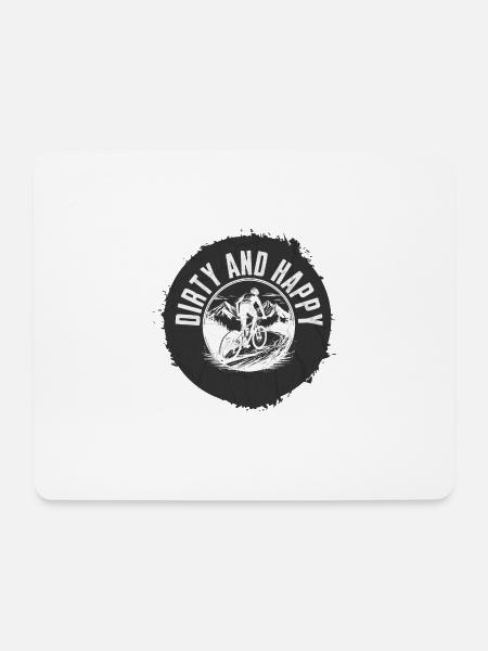 Dirty And Happy Fahrrad Berge Abenteuer - Mousepad (Querformat) - Weiß