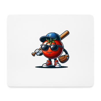 Lustiger Baseballspieler Mit Tomate - Mousepad (Querformat) - Weiß - Vorne