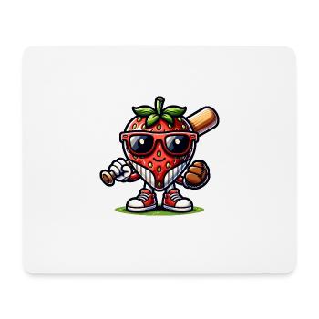 Coole Erdbeer Baseball Abenteuer - Mousepad (Querformat) - Weiß - Vorne