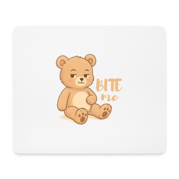 Cheeky teddy cutesy design avec attitude - mordez-moi - Tapis de souris (format paysage) - blanc - Devant