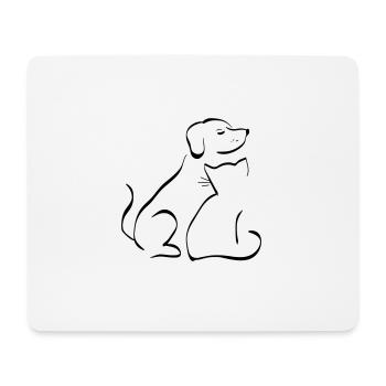 Hund Katze Freunde Tiere lieb Geschenk - Mousepad (Querformat) - Weiß - Vorne