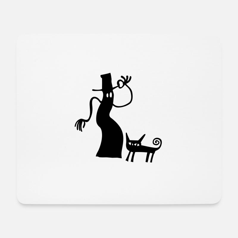 Hexe Katze Halloween Geschenk gruselig Silhouette - Mousepad (Querformat) - Weiß