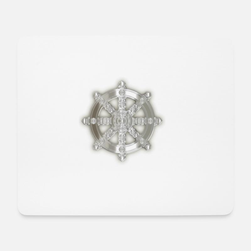 Dharma-Rad silber 3D - Mousepad (Querformat) - Weiß