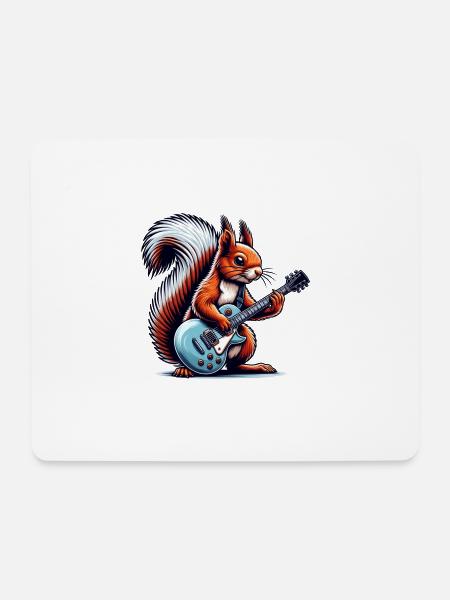 Eichhörnchen Spielt E-Gitarre Rock Musik - Mousepad (Querformat) - Weiß