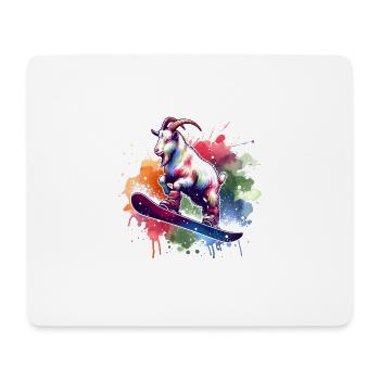 Lustige Ziege Beim Snowboarden Im Winter - Mousepad (Querformat) - Weiß - Vorne