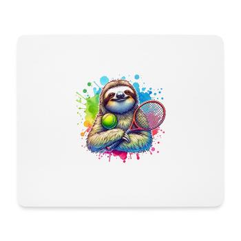 Lustiger Faultier Tennis Spieler - Mousepad (Querformat) - Weiß - Vorne