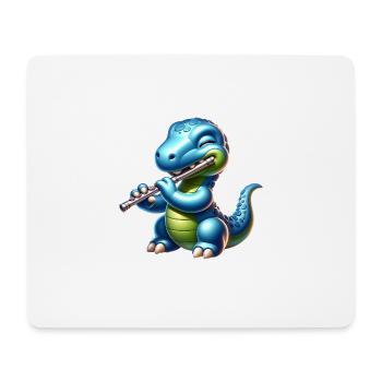 Cute Dino Playing Flute Musical Design - Mouse Pad (horizontal) - white - Front