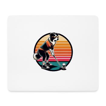 Drôle de golfeur border collie sur le terrain de golf - Tapis de souris (format paysage) - blanc - Devant