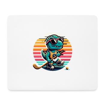 Joueur de hockey sur gazon Cool Retro Dinosaur Dino - Tapis de souris (format paysage) - blanc - Devant
