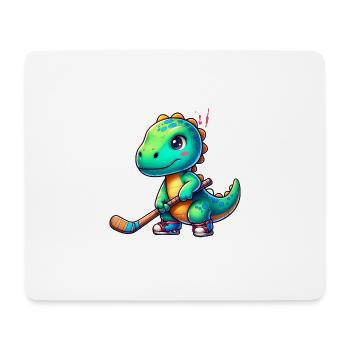 Dinosaure Dino Joueur de hockey sur gazon Team Cool - Tapis de souris (format paysage) - blanc - Devant