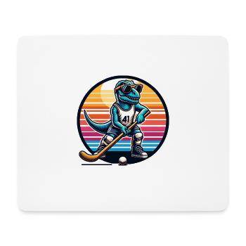 Équipe de joueurs de hockey sur gazon Dinosaur Dino - Tapis de souris (format paysage) - blanc - Devant