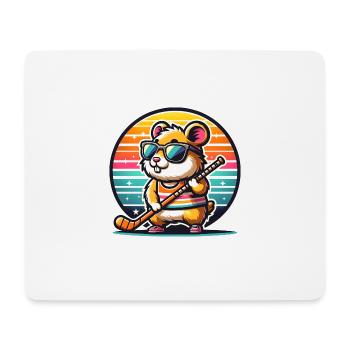 Joueur de hockey sur gazon hamster rétro équipe rongeur - Tapis de souris (format paysage) - blanc - Devant