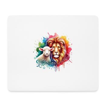 Christliche Kleidung Löwe und Lamm - Mousepad (Querformat) - Weiß - Vorne