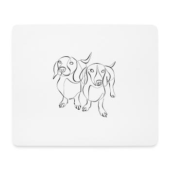 Teckel, Teckel, Teckel, Teckel à poil dur Line Art - Tapis de souris (format paysage) - blanc - Devant