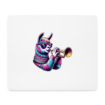 Illustration de lama trompette colorée avec des lunettes de soleil - Tapis de souris (format paysage) - blanc - Devant