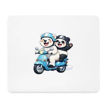 Polar Bear and Panda Bear on a Scooter - Mouse Pad (horizontal) - white - Front