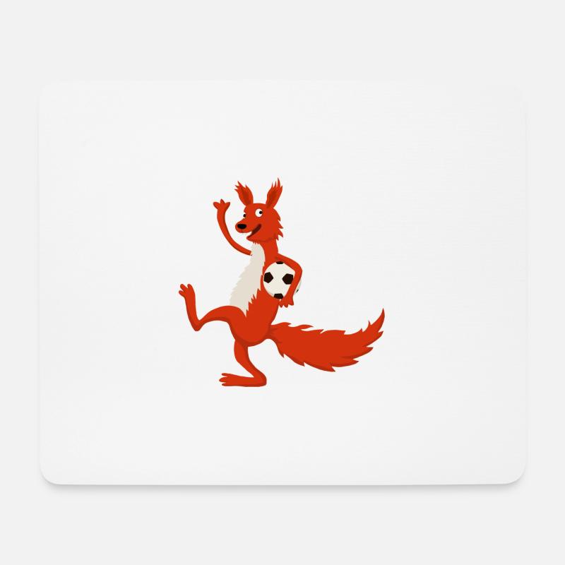 Eichhörnchen Fussball - Mousepad (Querformat) - Weiß