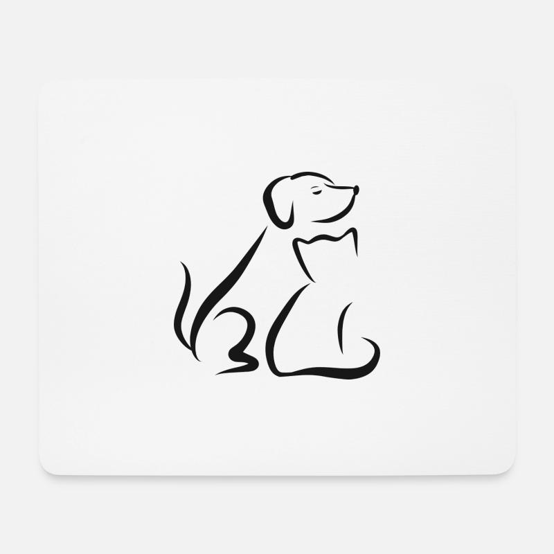 Hund Katze Hunde Katzen Tierliebe Tier Haustier - Mousepad (Querformat) - Weiß