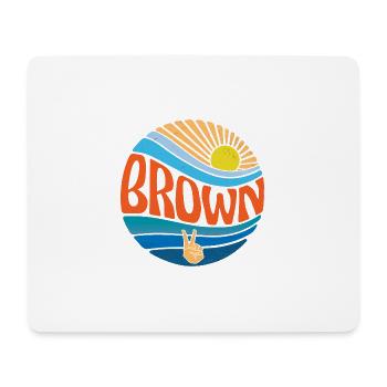 Chemise marron vintage coucher de soleil marron Groovy tie teinture - Tapis de souris (format paysage) - blanc - Devant