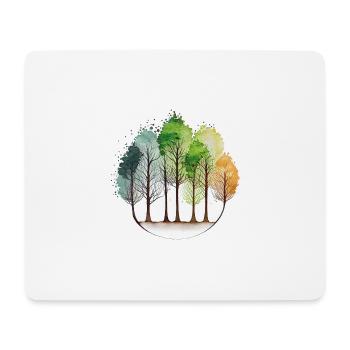 Bäume der vier Jahreszeiten Aquarell - Mousepad (Querformat) - Weiß - Vorne