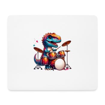 Cooler T-Rex Dinosaurier Am Schlagzeug - Mousepad (Querformat) - Weiß - Vorne