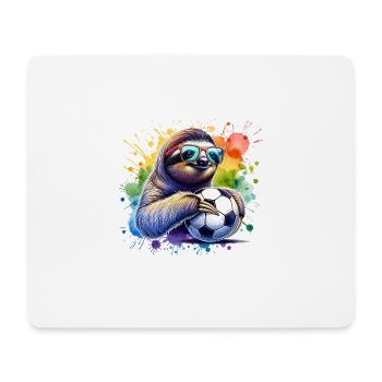Cooler Faultier Fußballspieler Ball Sport - Mousepad (Querformat) - Weiß - Vorne