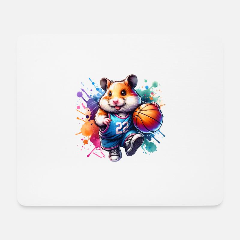 Cooler Basketball Hamster Team Spieler - Mousepad (Querformat) - Weiß