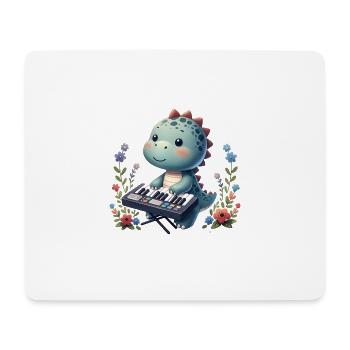 Dino Keyboard Spieler Niedlich Design - Mousepad (Querformat) - Weiß - Vorne