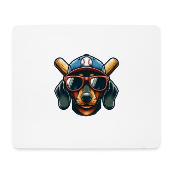 Dachshund Cap Baseball Bat Baseball Sport - Mouse Pad (horizontal) - white - Front