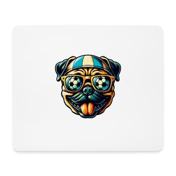Cooler Mops Fußball Hund Spieler Fan - Mousepad (Querformat) - Weiß - Vorne