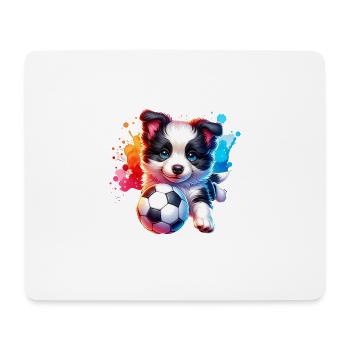 Border Collie Chien Joueur de Football Ball Champion - Tapis de souris (format paysage) - blanc - Devant