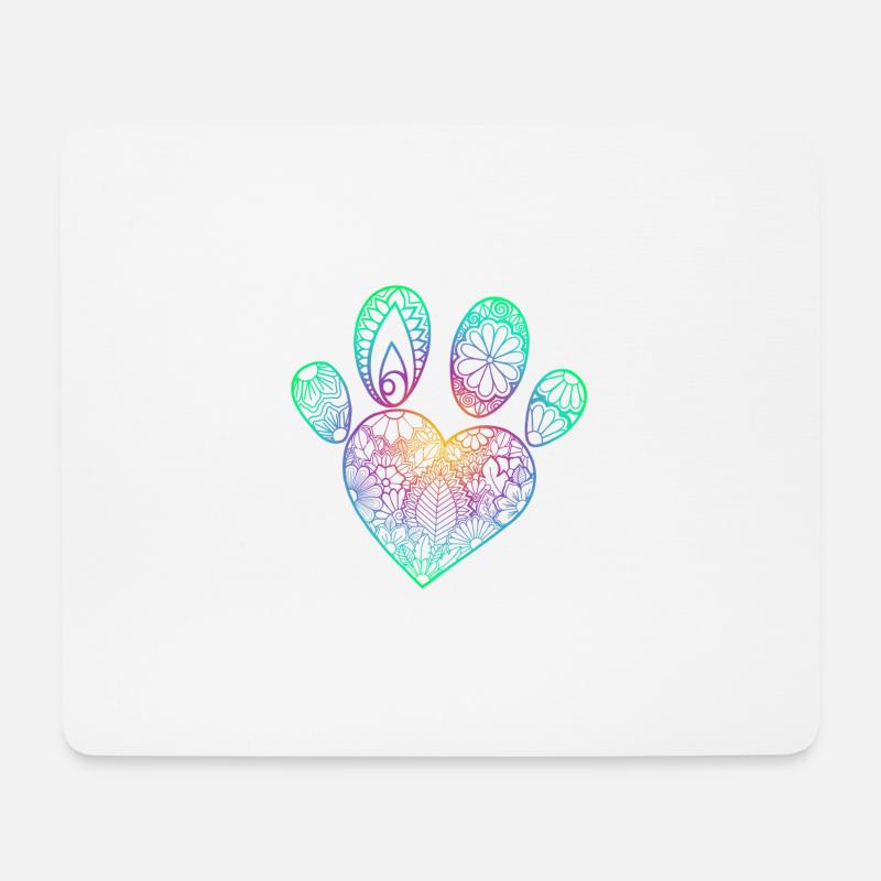 Pfote Regenbogen - Mousepad (Querformat) - Weiß